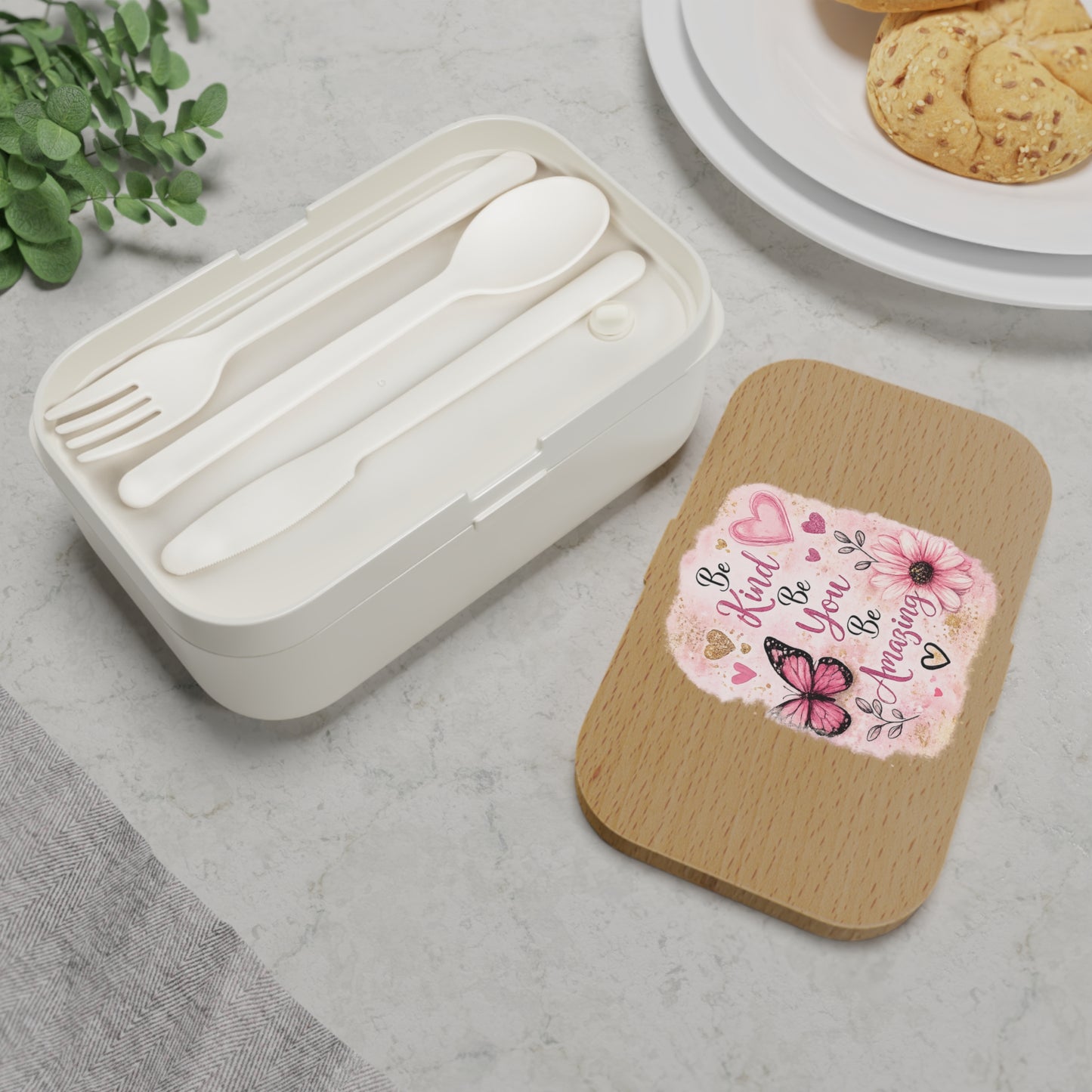Be Kind Be You Bento Lunch Box — Floral Butterfly Inspirational Lunchbox