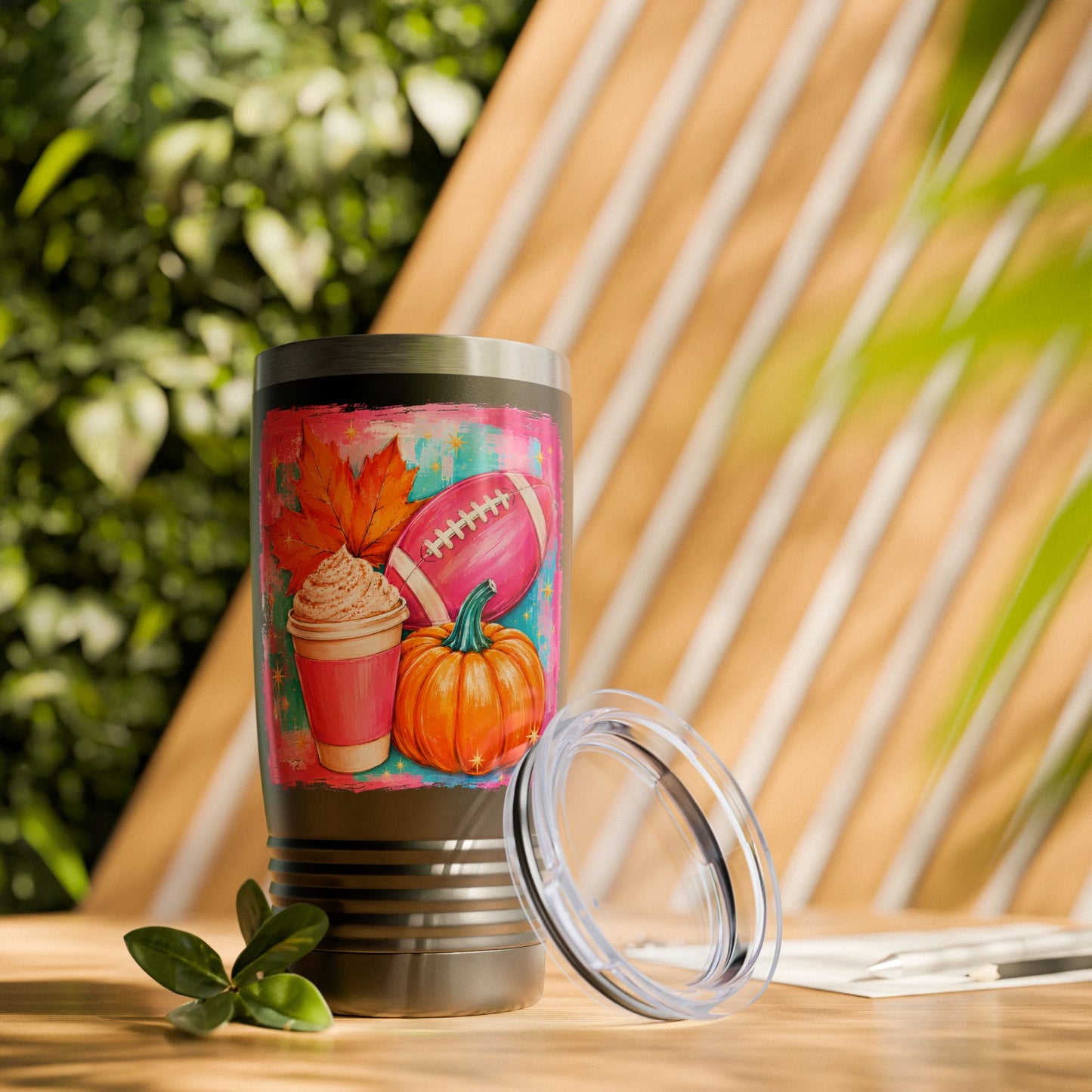 Fall Football Pumpkin Tumbler — 20oz Ringneck Insulated Cup