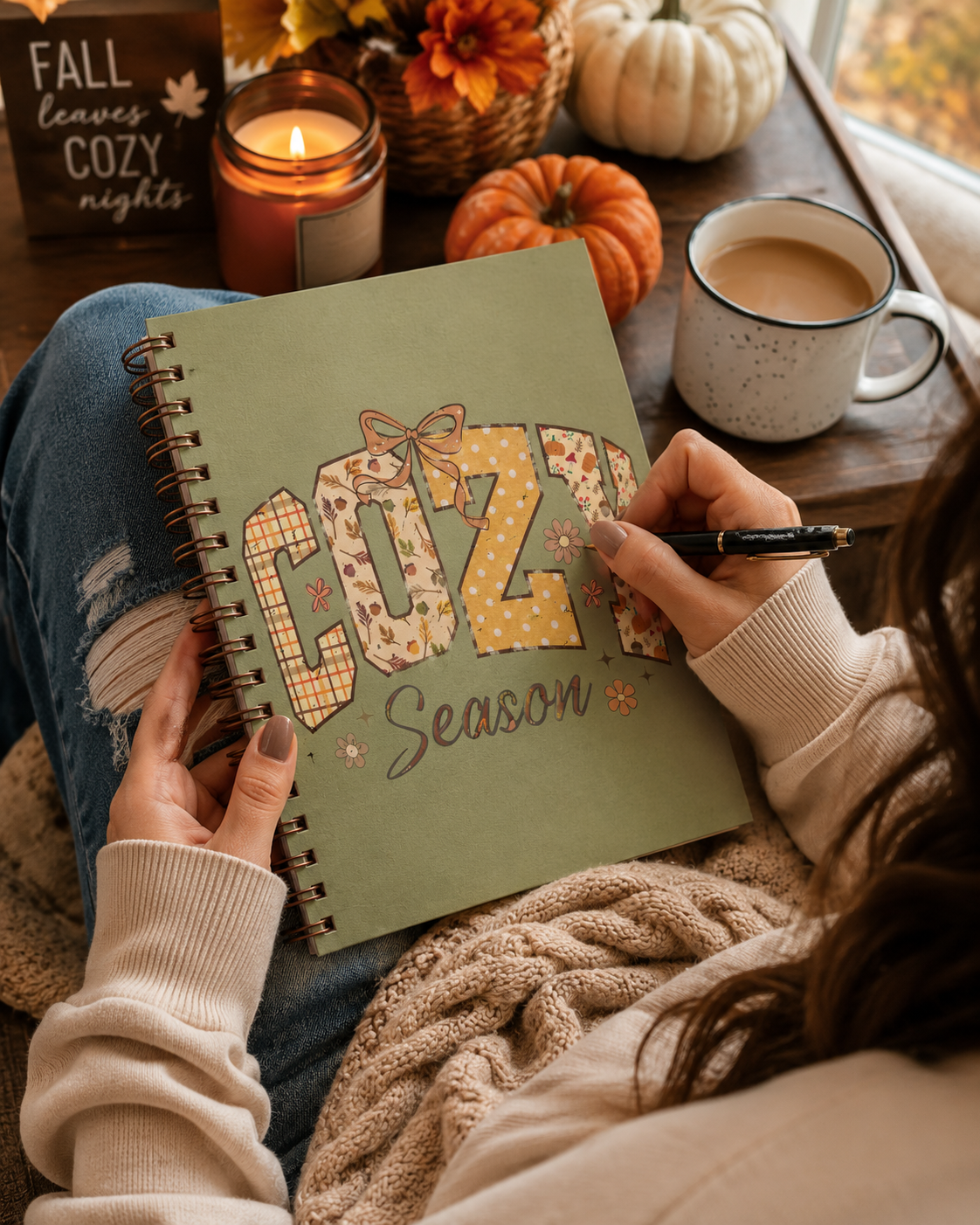 Cozy Season Spiral Journal – Autumn Plaid & Floral Notebook