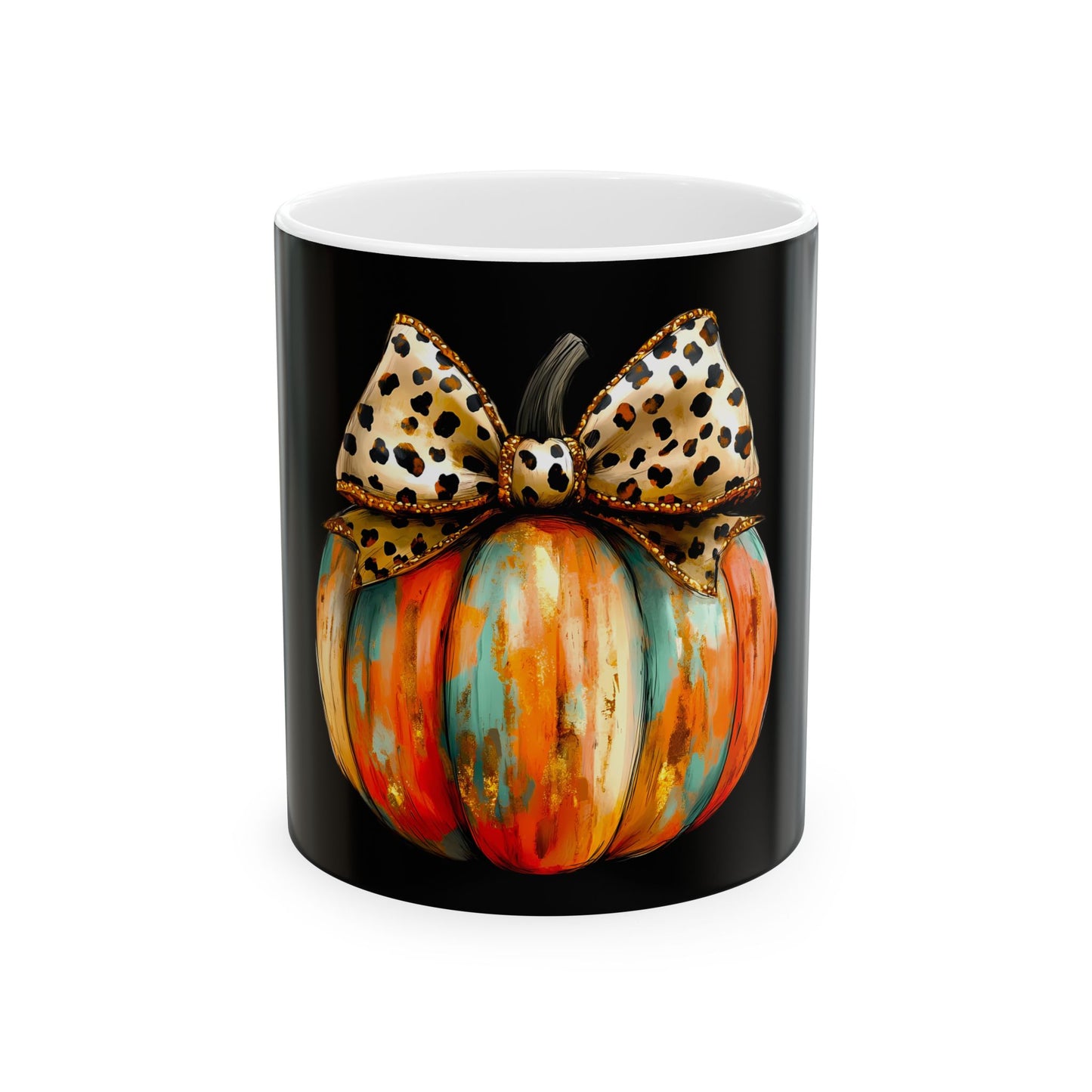 Leopard Bow Pumpkin Mug