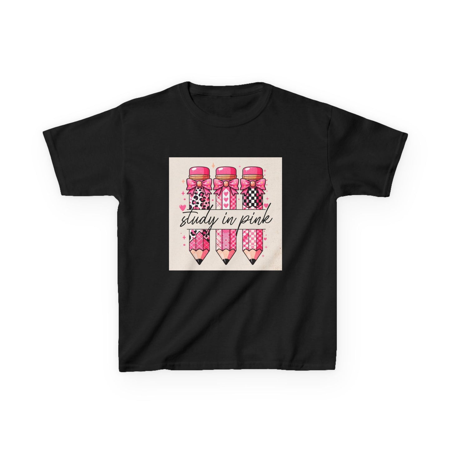 Kids 'Study in Pink' Pencils T-Shirt - Back-to-School Girls Graphic Tee