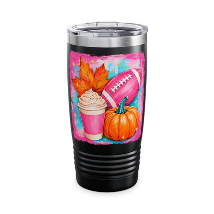 Fall Football Pumpkin Tumbler — 20oz Ringneck Insulated Cup
