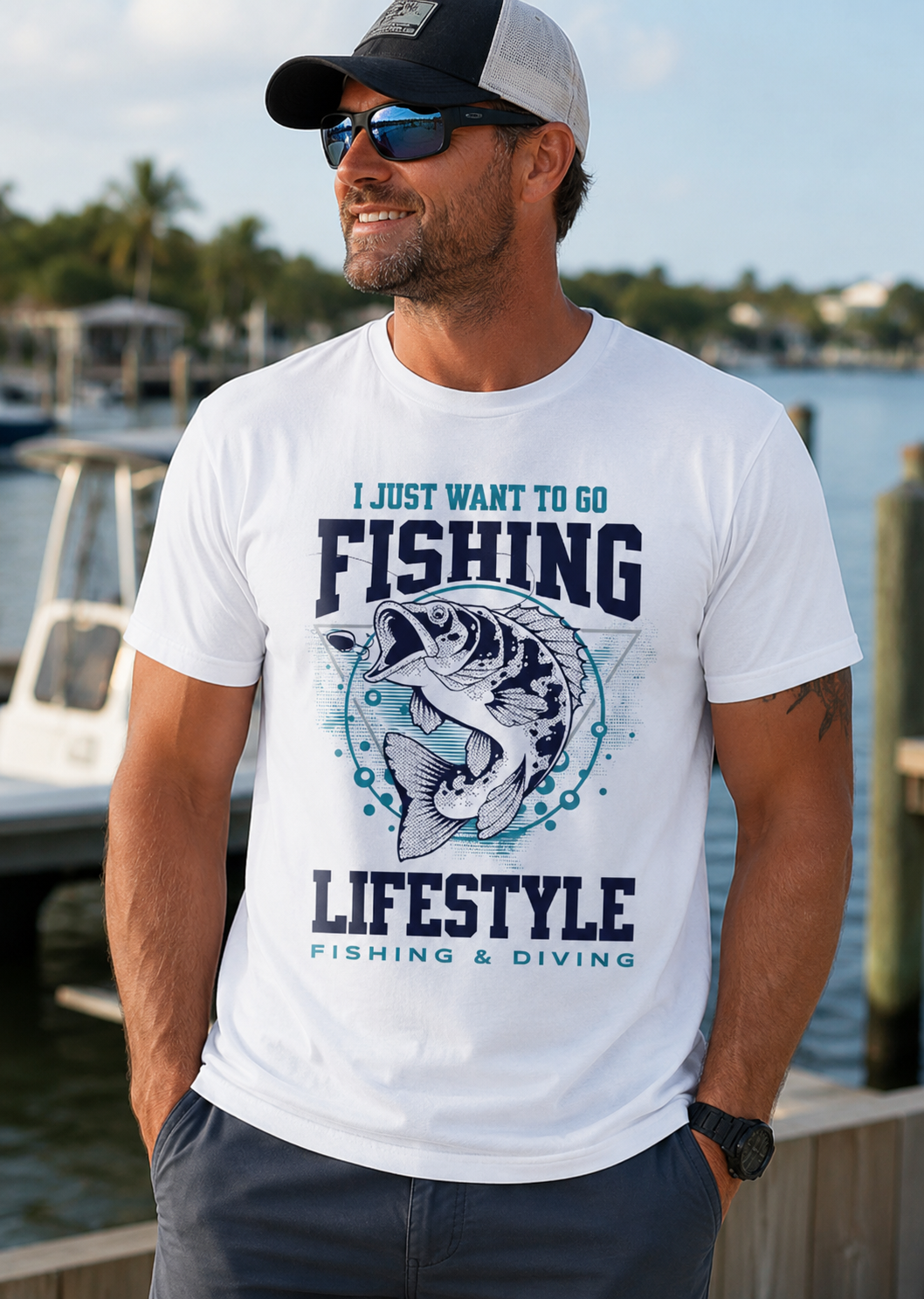 Fishing Lifestyle T-Shirt — "I Just Want to Go Fishing" Graphic Tee