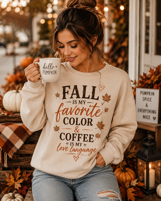 Fall Is My Favorite Color & Coffee Sweatshirt — Cozy Autumn Pumpkin Latte Crewneck