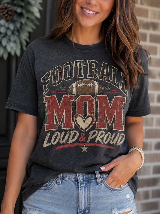 Loud & Proud Vintage Football Mom Tee