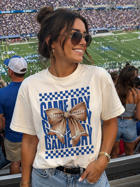Game Day Football Bow T‑Shirt — Women’s Tailgate & Cheer Spirit Tee