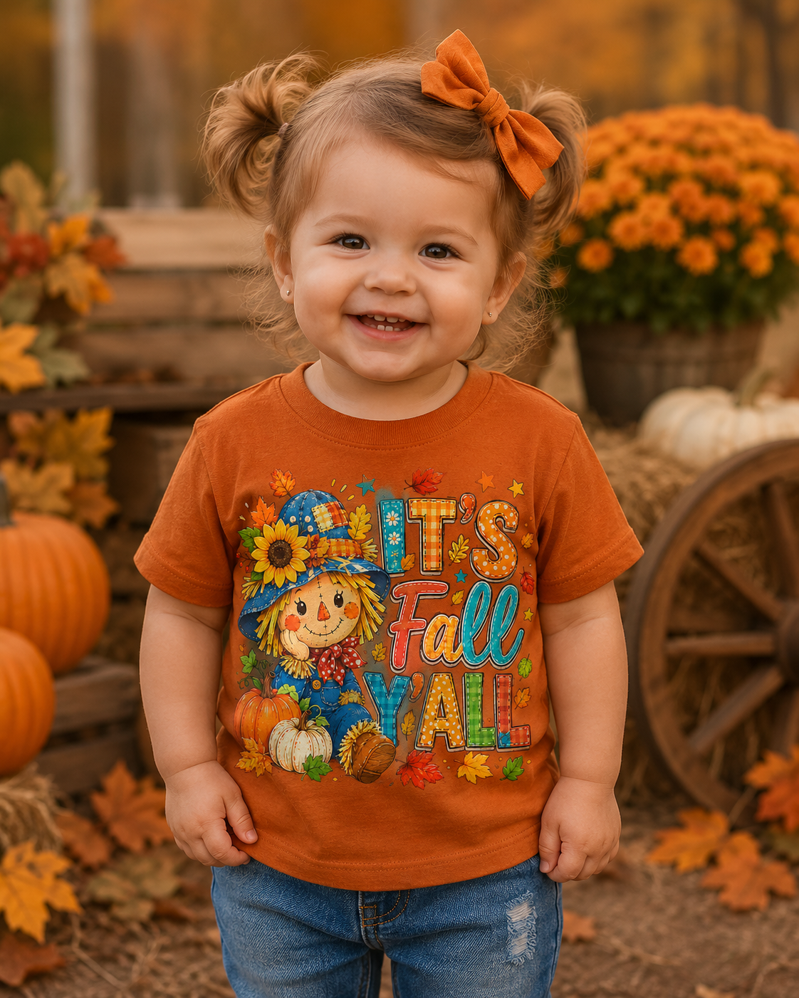 Infant Tee — 'It's Fall Y'all' Pumpkin Scarecrow Baby Shirt