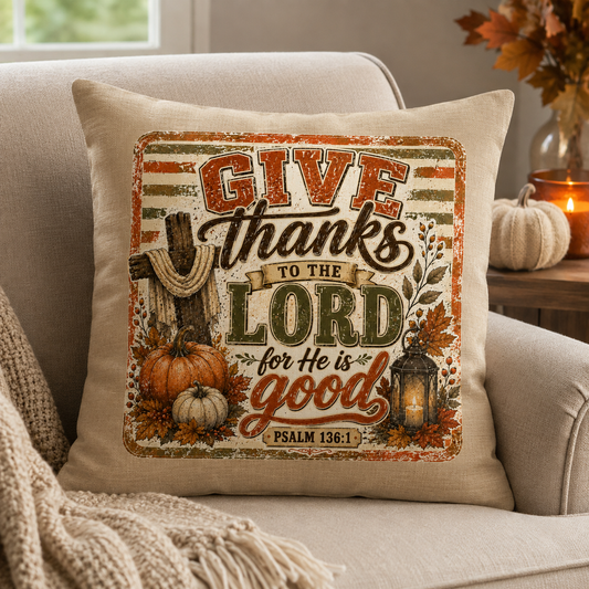 Give Thanks to the Lord Fall Decorative Pillow