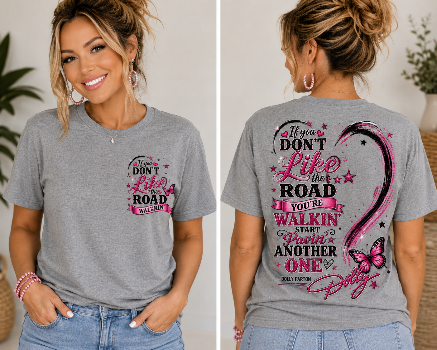"If You Don't Like the Road" Inspirational Heart & Butterfly Graphic