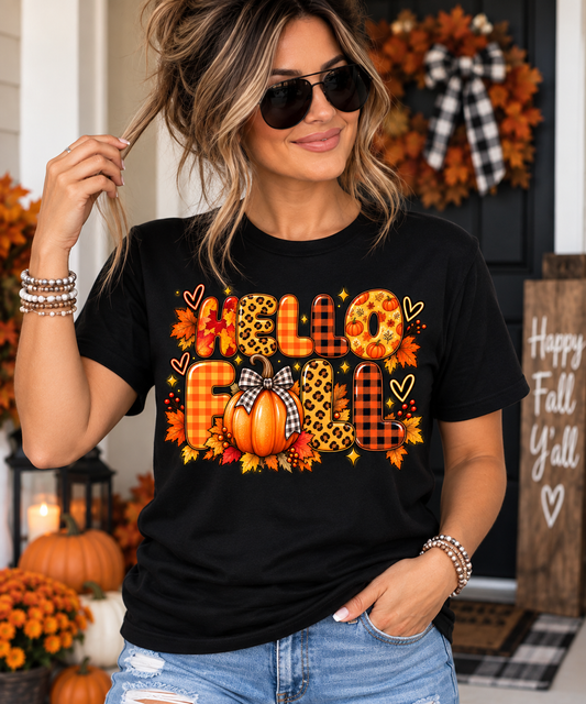 Pumpkin & Plaid Autumn Graphic Tee