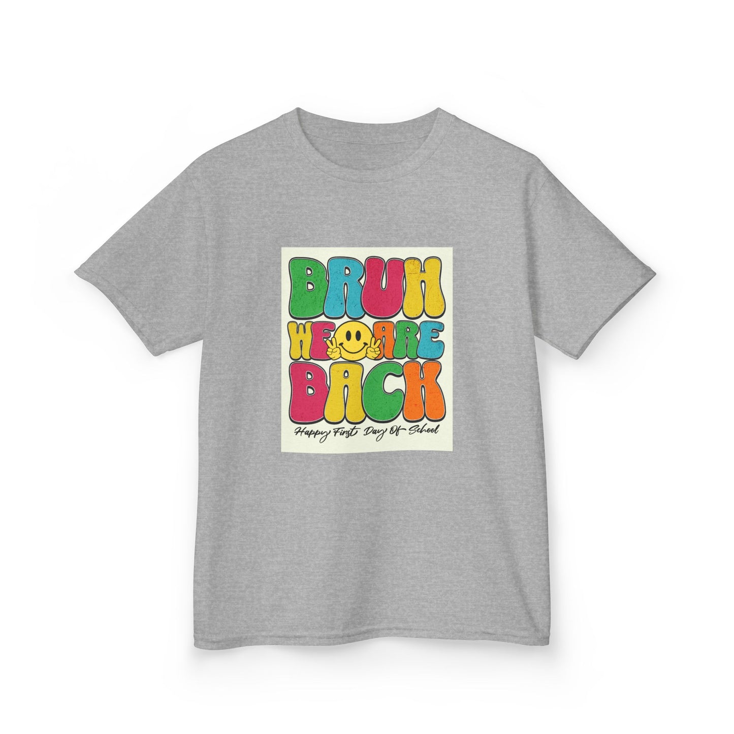 Kids T‑Shirt — Colorful "Bruh We Are Back" Retro Graphic Tee