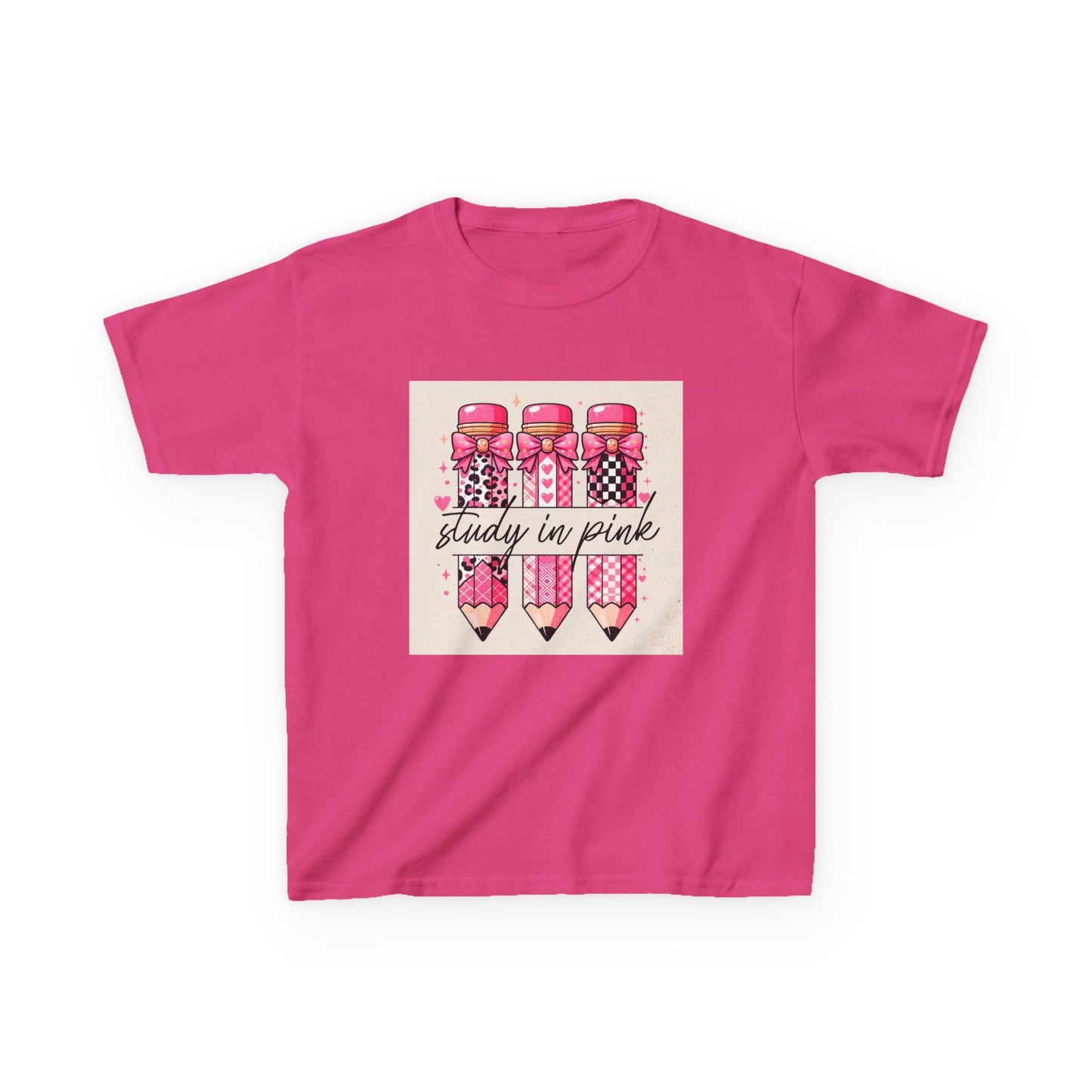 Kids 'Study in Pink' Pencils T-Shirt - Back-to-School Girls Graphic Tee