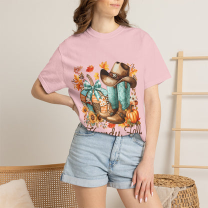 Cowboy Boots, Hat & Pumpkins Autumn Tee