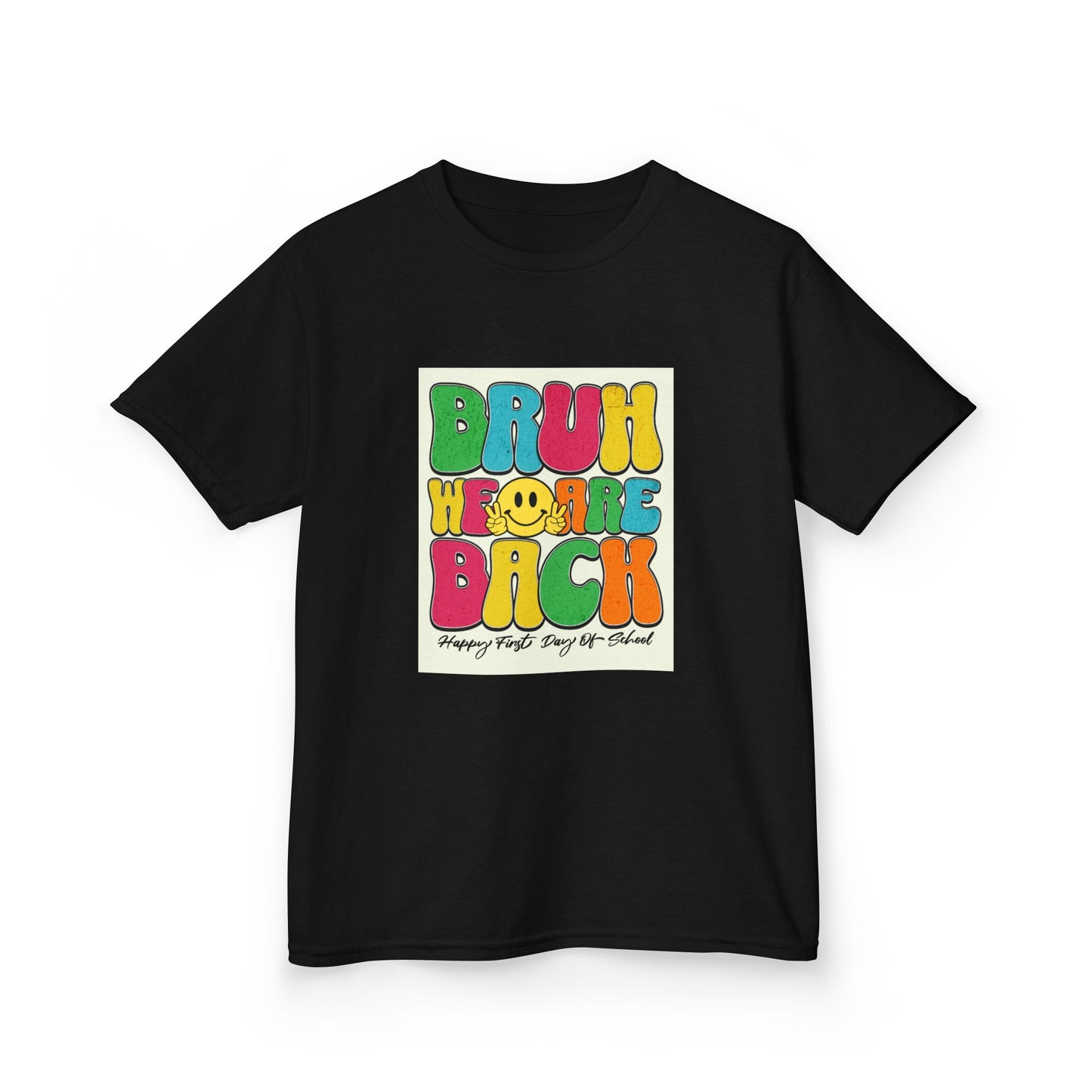 Kids T‑Shirt — Colorful "Bruh We Are Back" Retro Graphic Tee