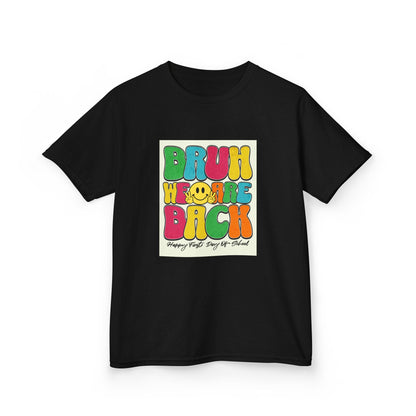 Kids T‑Shirt — Colorful "Bruh We Are Back" Retro Graphic Tee
