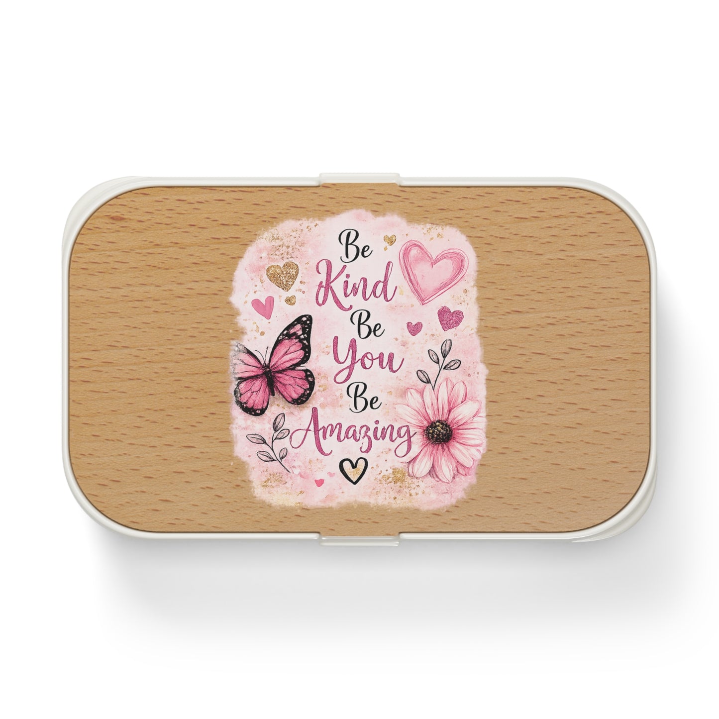 Be Kind Be You Bento Lunch Box — Floral Butterfly Inspirational Lunchbox