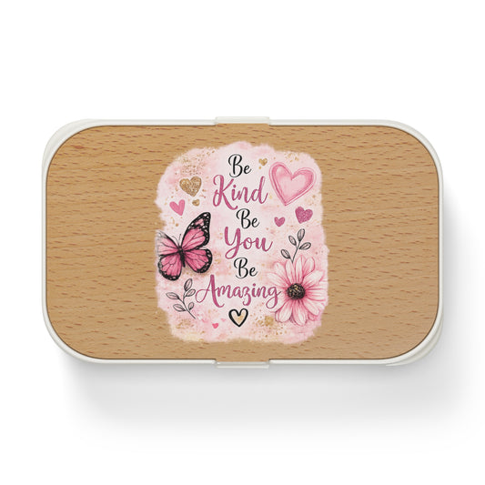 Be Kind Be You Bento Lunch Box — Floral Butterfly Inspirational Lunchbox