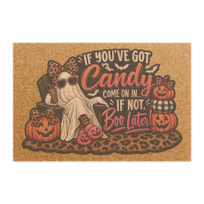 Halloween Candy Ghost Doormat — "If You've Got Candy Come On In, If Not Boo Later"