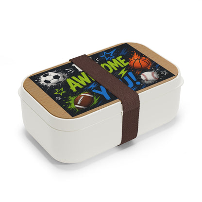 Be Awesome Be You! Sports Bento Lunch Box – Kids’ Motivational Snack & Lunch Container